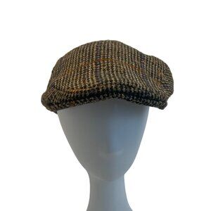 Vintage Millars Men's Grey Woven Virgin Wool Plaid Ivy Cap